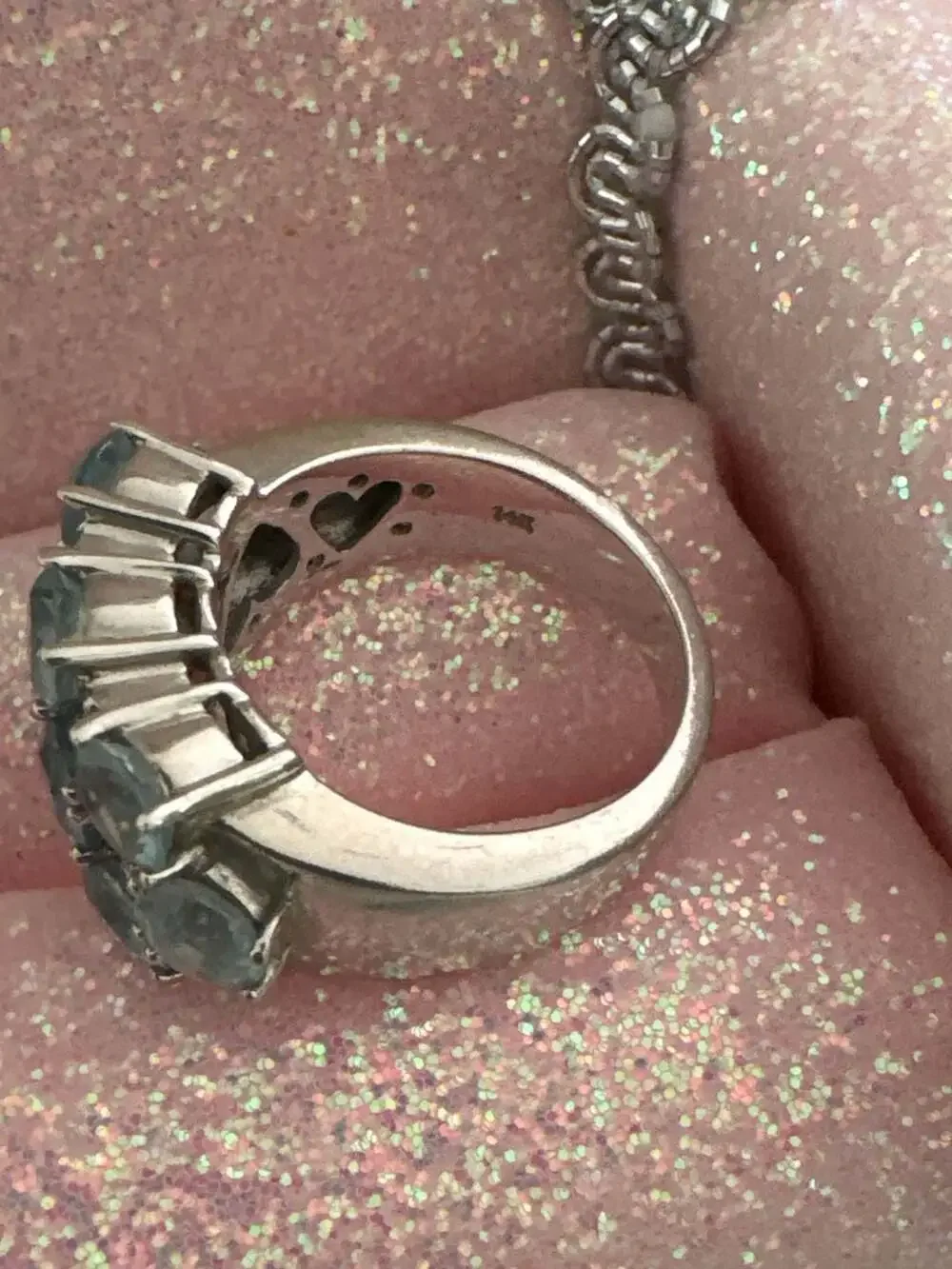 Sonia B. 14K White Gold Aquamarine and Diamond Cluster Ring